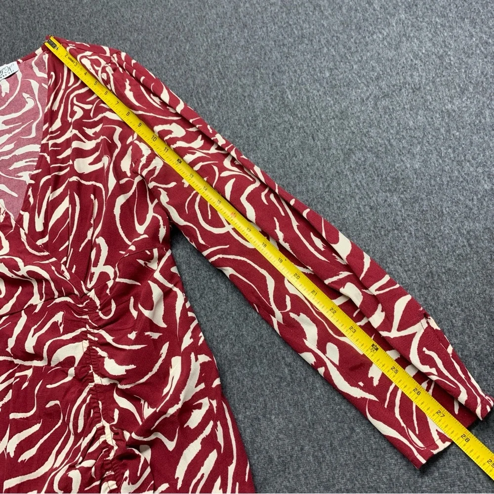 ANNA KAY Paris Marviny Red Cream Abstract Wrap Midi Dress Size L - Picture 10 of 10